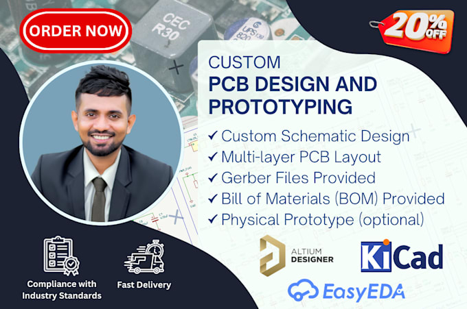 Gig Preview - Design a custom pcb using altium, kicad, and easyeda