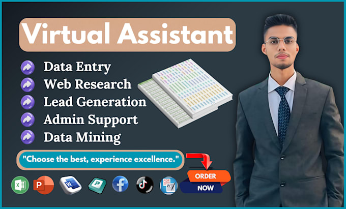 Gig Preview - Do any personal virtual assistant, data entry and web research job