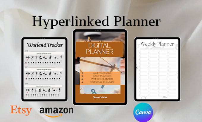 Gig Preview - Design responsive custom hyperlinked planner, ,journal, digital products