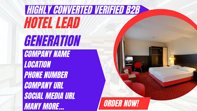 Gig Preview - Do b2b hotel leads business lead email list leads generation