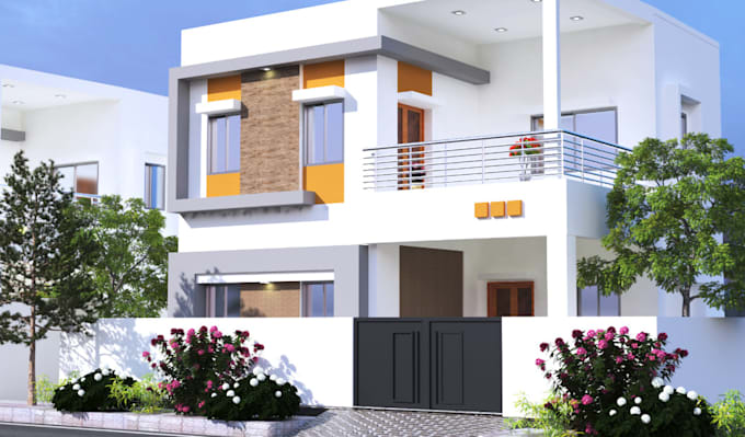 Gig Preview - Design front duplex house, elevation exterior house, apartment, bedroom interior