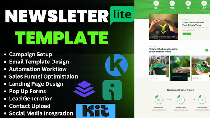 Gig Preview - Design email newsletter template on mailerlite convertkit ominisend automation