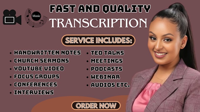 Bestseller - do 60 minutes audio to text or video transcription in 24h