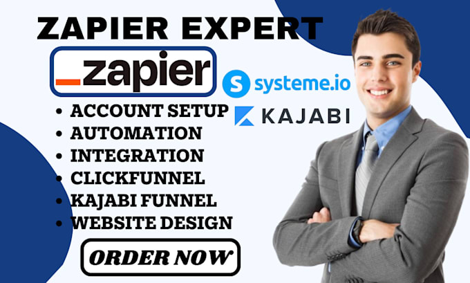 Gig Preview - Setup zapier zaps integration automation crm system io clickfunnel kajabi funnel