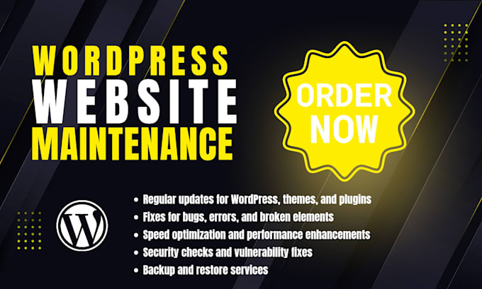 Gig Preview - Provide wordpress website maintenance, wordpress support, update, and bug fix