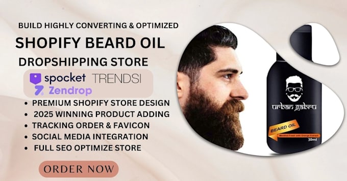 Gig Preview - Beard oil website body oil shopify store beard oil shopify website beard