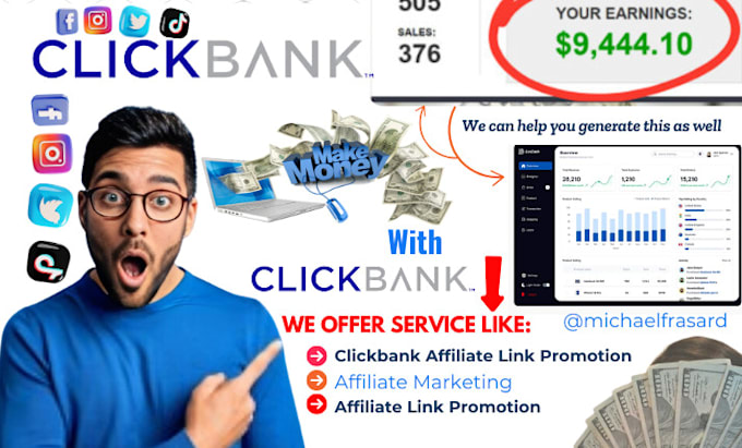 Gig Preview - Clickbank affiliate link promotion, affiliate marketing clickbank link promotion