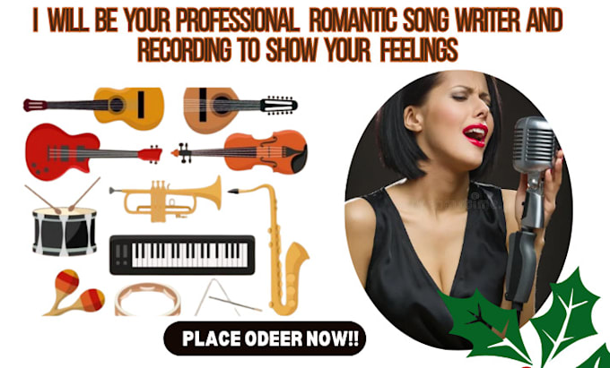 Gig Preview - Be your professional romantic song writer and recording to show your feelings