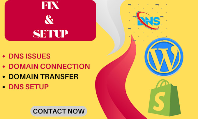 Gig Preview - Setup, transfer connect domain connection to shopify wix worpress fix dns issues