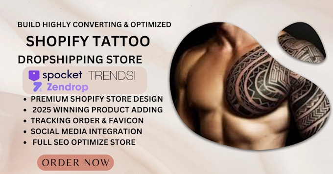 Gig Preview - Design profitable tattoo website tattoo shopify store tattoo studio appointment