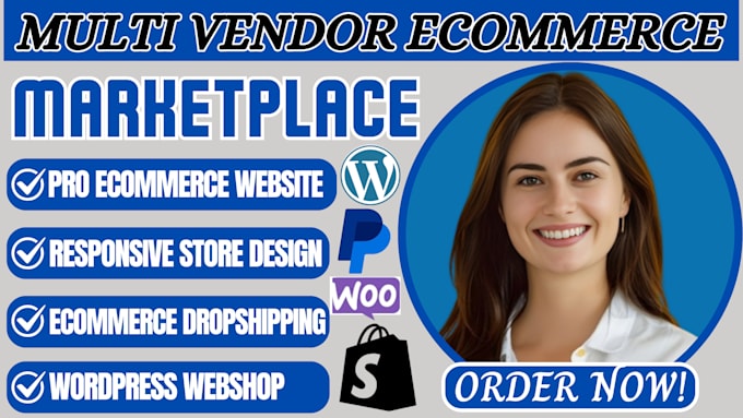 Gig Preview - Develop multiple vendor ecommerce marketplace website, shopify website design