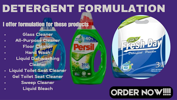 Gig Preview - Be your detergent formulation chemist for cleaning products