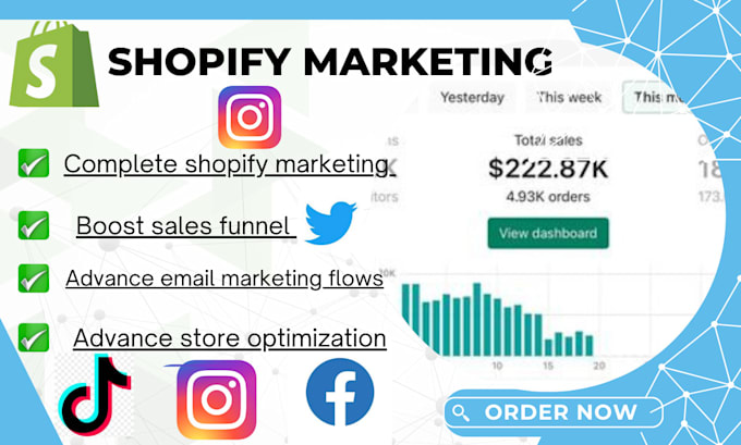 Gig Preview - Shopify marketing dropshipping store and seo promotion of a shopify google ads