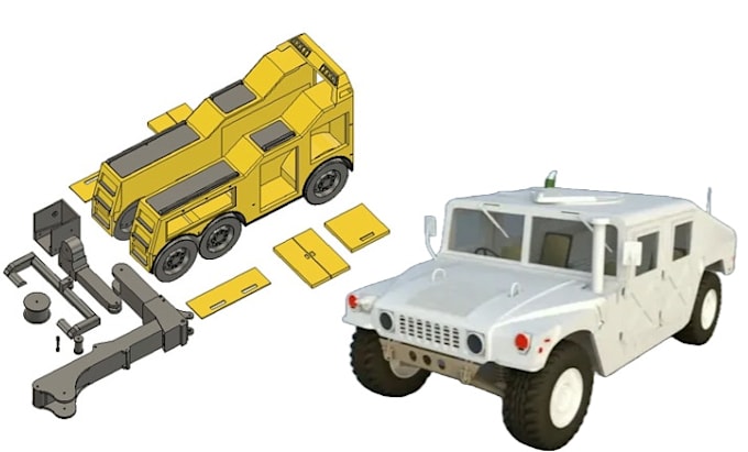 Gig Preview - 3d vehicle rc construction truck drone sports car machinery design in solidwork