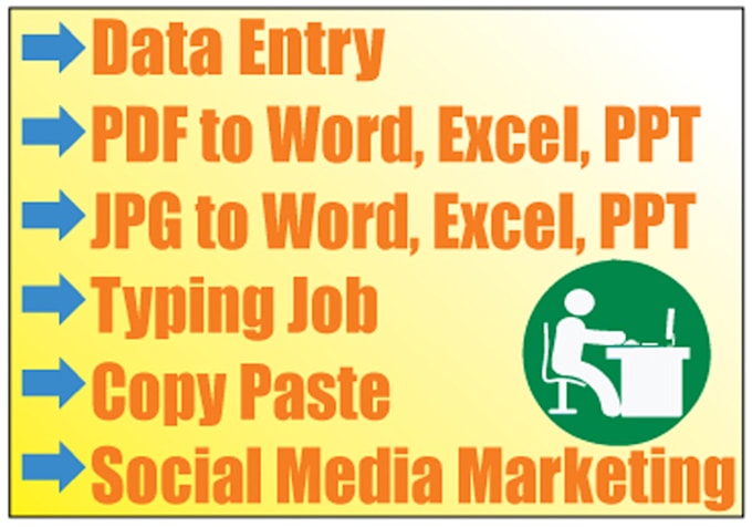 Gig Preview - Do data entry, PDF to word, excel, PPT, jpg to word, excel, PPT, copy paste