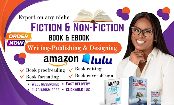 Gig Preview - Do amazon KDP book publishing non fiction ebooks ghostwriter ebook writer