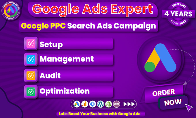 Gig Preview - Setup manage audit and optimize google ads adwords search ads, ppc ads campaign