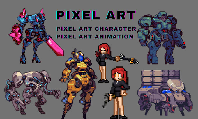 Gig Preview - Create pixel art character pixel art animation, GIF for your game and project