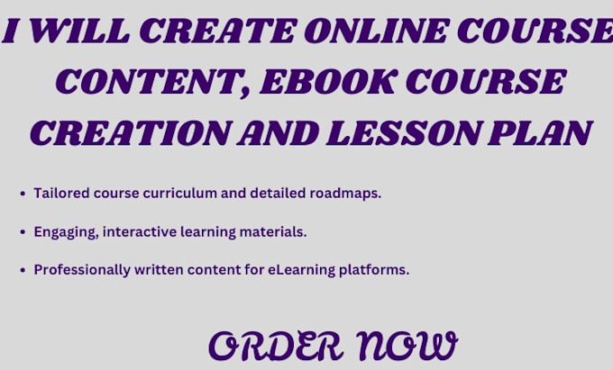 Gig Preview - Create online course content, ebook course creation and lesson plan