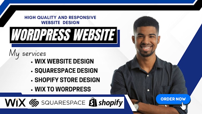 Gig Preview - Build wordpress website, squarespace, wix, shopify,  wix to wordpress, wordpress