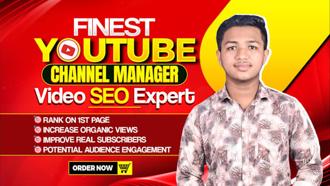 Gig Preview - Be your finest youtube channel manager and video SEO expert for fast growth