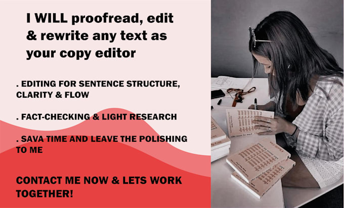 Gig Preview - Proofread, edit, and rewrite any text as your copy editor