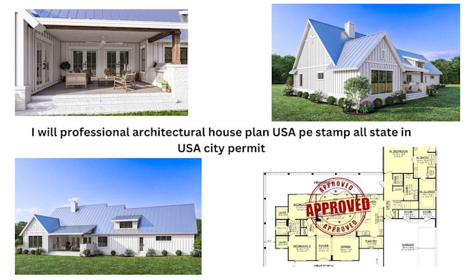 Gig Preview - Professional architectural house plan USA pe stamp all state in USA city permit