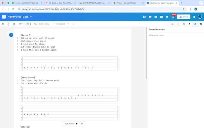 Gig Preview - Write guitar and or bass for you