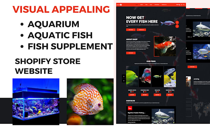 Gig Preview - Build aquarium store fish supplement store aquatic fish aquarium tank website