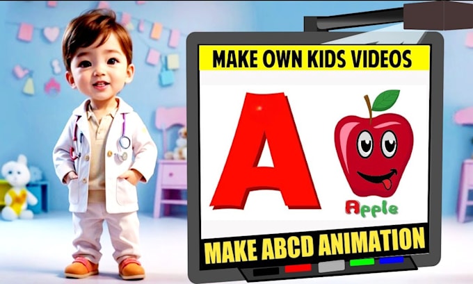 Gig Preview - Do educational kids ai videos, alphabetical ai for kids, children learning video