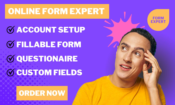 Gig Preview - Create online form using jotform, typeform, cognito form