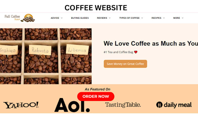 Gig Preview - Design coffee website coffee shop coffee dropshipping website coffee store