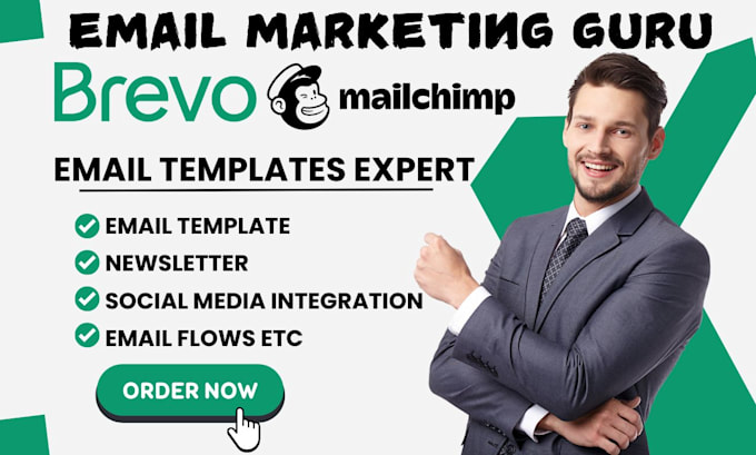 Gig Preview - Design custom editable brevo email marketing template mailchimp newsletter bravo