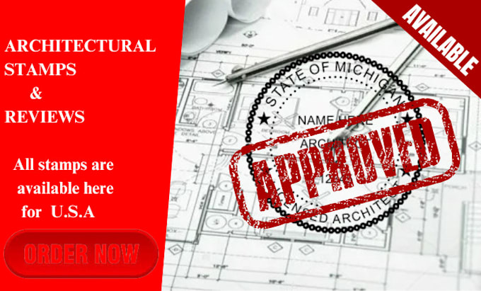 Gig Preview - Do architect stamp structural stamp license permit for texas california stamp