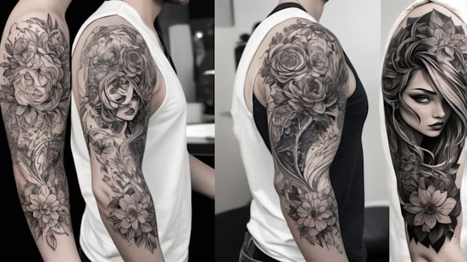 Gig Preview - Create a realistic tattoo design for you in black and white