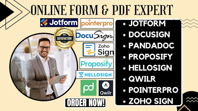 Gig Preview - Design jotform docusign pandadoc proposify hellosign qwirl pointerpro zoho sign