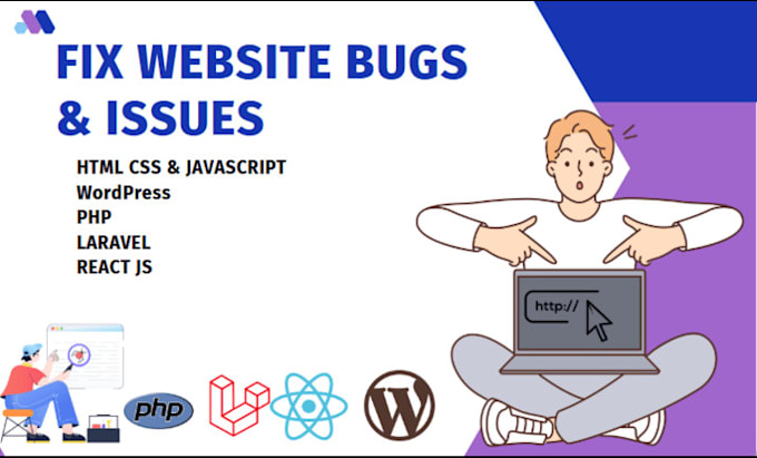 Gig Preview - Fix bugs or develop websites using PHP, laravel and mysql  expert web developer