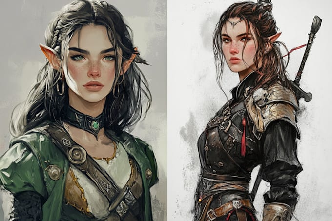 Gig Preview - Draw your fantasy,scifi or rpg character full body or portrait