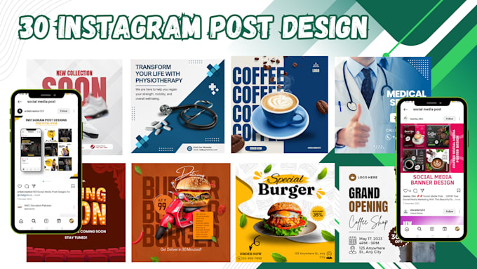 Gig Preview - Create 30 instagram post designs