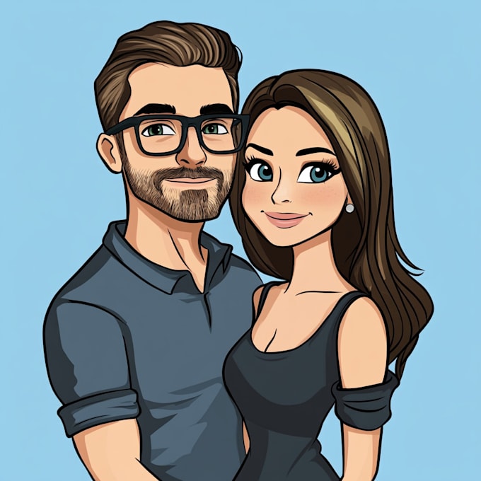 Bestseller - do professional disney couple portrait illustration