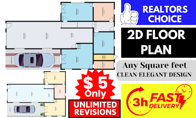 Gig Preview - Create redraw floor plans, 2d house plans for real estate agents in 3 hours