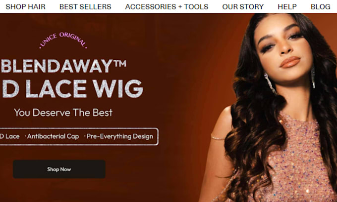 Gig Preview - Design hair extension shopify website beauty store saloon website dropshipping