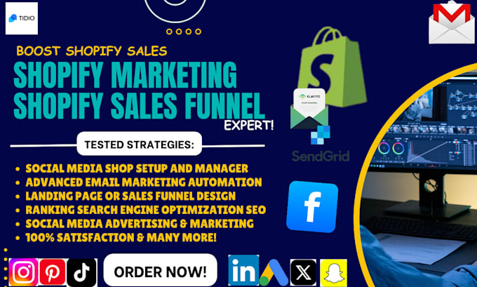 Gig Preview - Boost shopify sales, shopify dropshipping marketing, shopify store promotion ads