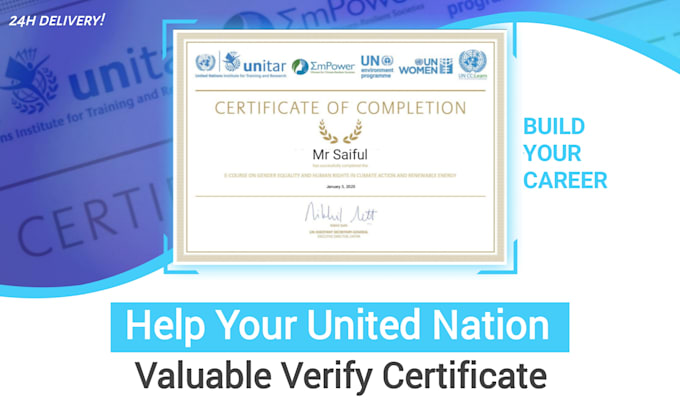 Gig Preview - Help your united nations certificate verified valuable certificate