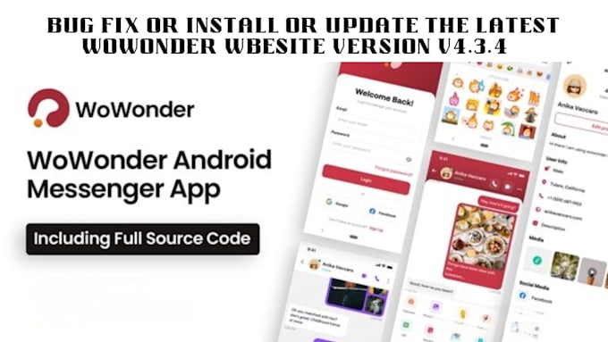 Gig Preview - Bug fix or install or update wowonder website script and do customization work