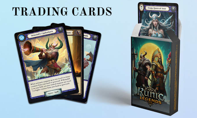 Gig Preview - Design trading card games, tabletop card box, fantasy cards illustration tcg ccg