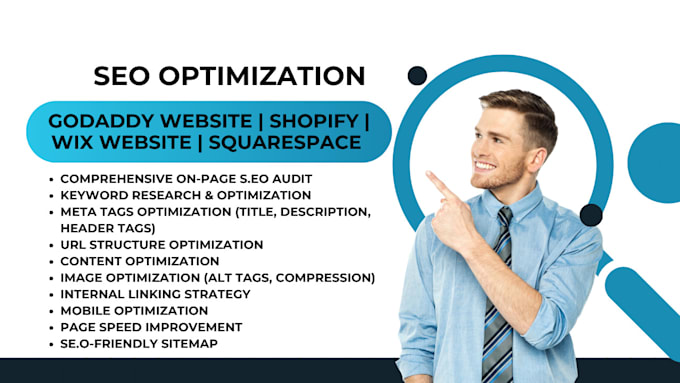 Gig Preview - Do on page website SEO optimization for wix, odoo shopify and godaddy website