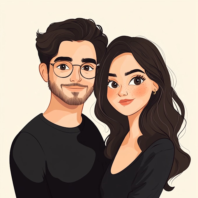 Gig Preview - Draw couple portrait illustration from your photo