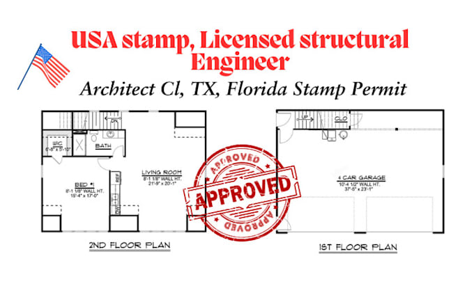 Gig Preview - Draw  USA stamp architectural drawing 2d floor plan engineering drawing permit