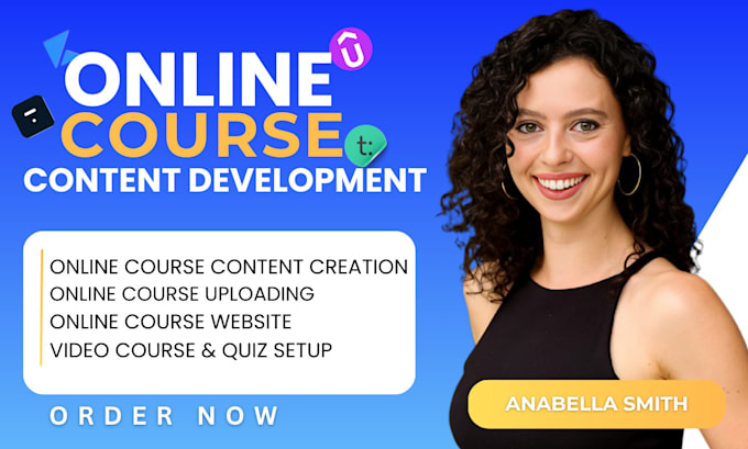 Gig Preview - Develop online course content course upload thinkific website teachable udemy